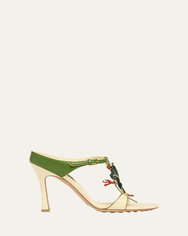 Rana Frog Embellished Leather Stiletto Mules